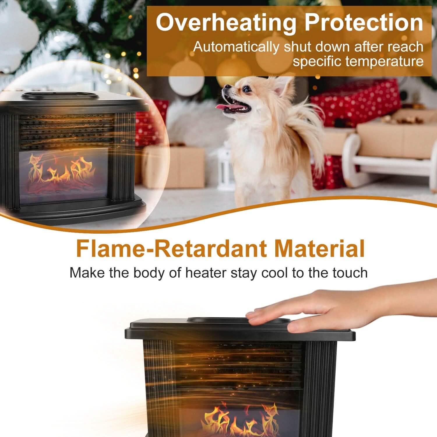 800W Artificial Flame Stove Electric Fireplace Heater by DailySale
