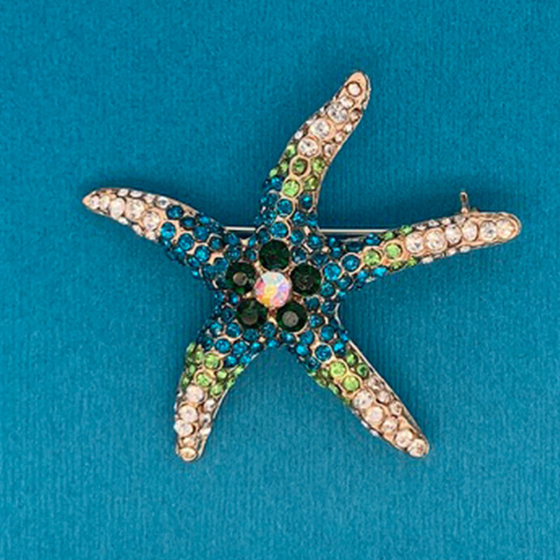 Ombré Jeweled Starfish Brooch by Jewelry Made by Me