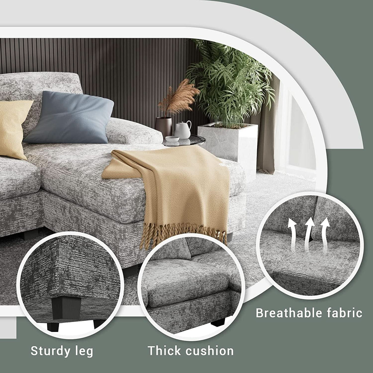 2 Piece Fabric Sectional Sofa With Reversible Chaise by ShipItFurniture