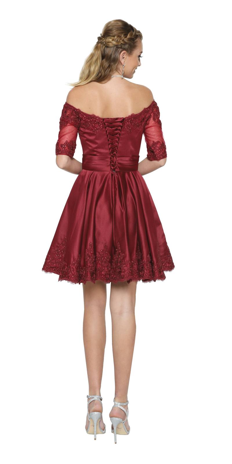 Juliet 804 Short Dress Off-Shoulder with Appliques by DiscountDressShop