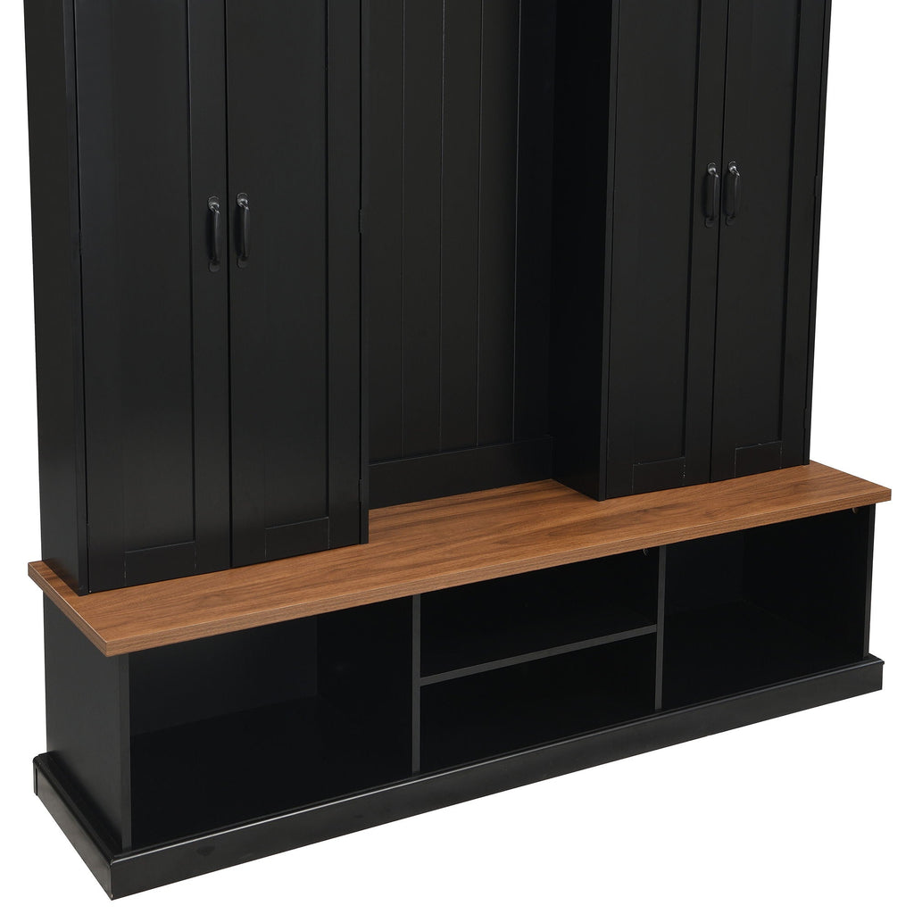Entryway Hall Tree With Bench, 3 Top Cubbies & Bottom Storage Space by Unique Piece Furniture