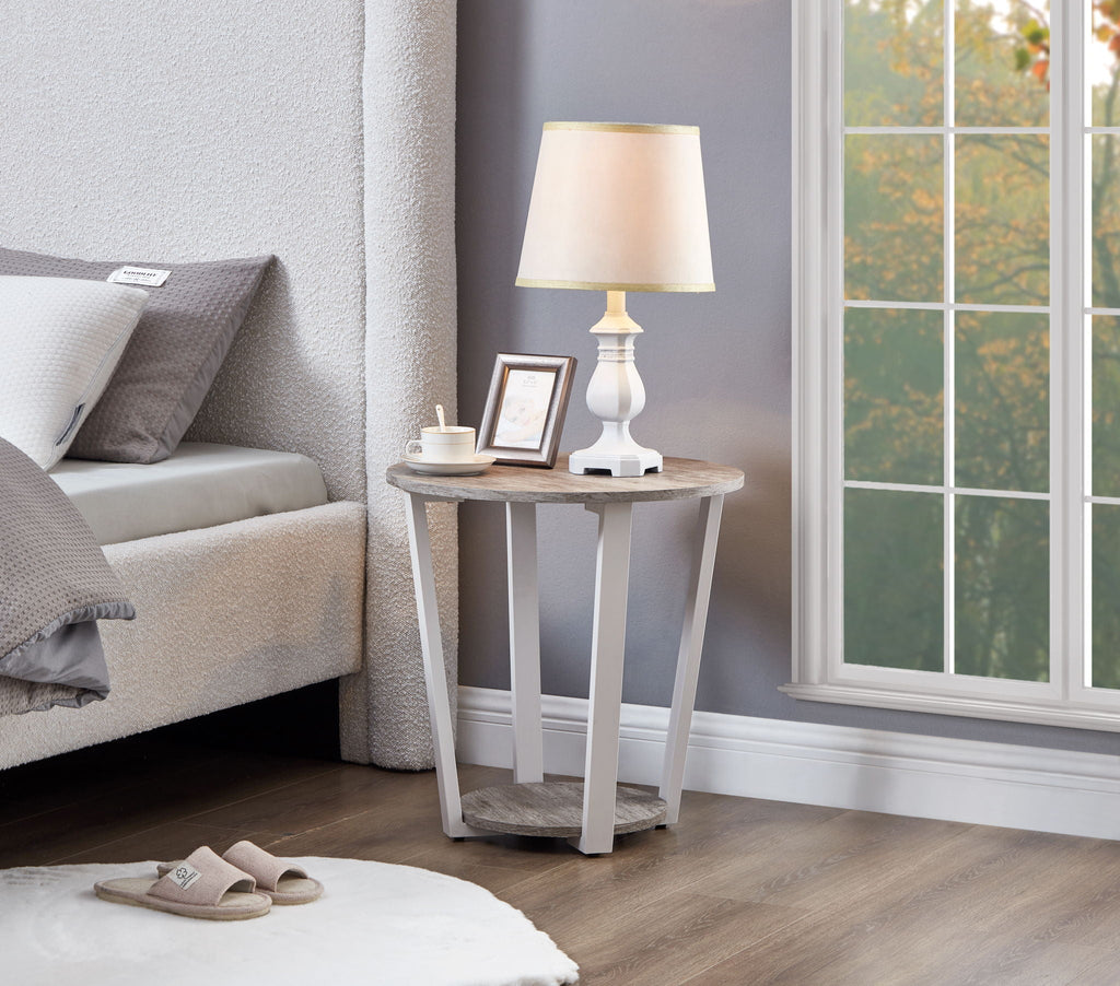 Elysian - Contemporary Round End Table With Shelf - Gray by Unique Piece Furniture