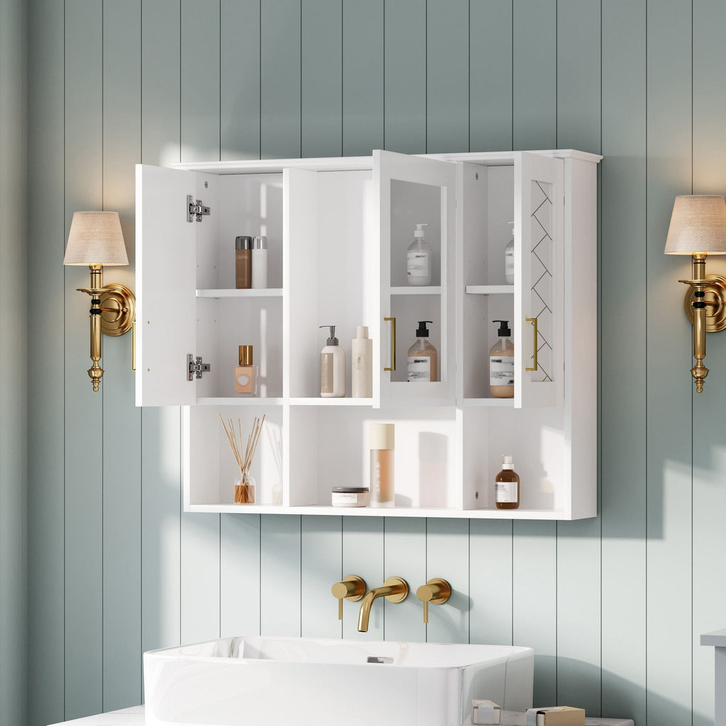 Modern Wall Mounted Medicine Cabinet With Adjustable Shelves, Soft Close Doors, High Define Mirror by Unique Piece Furniture