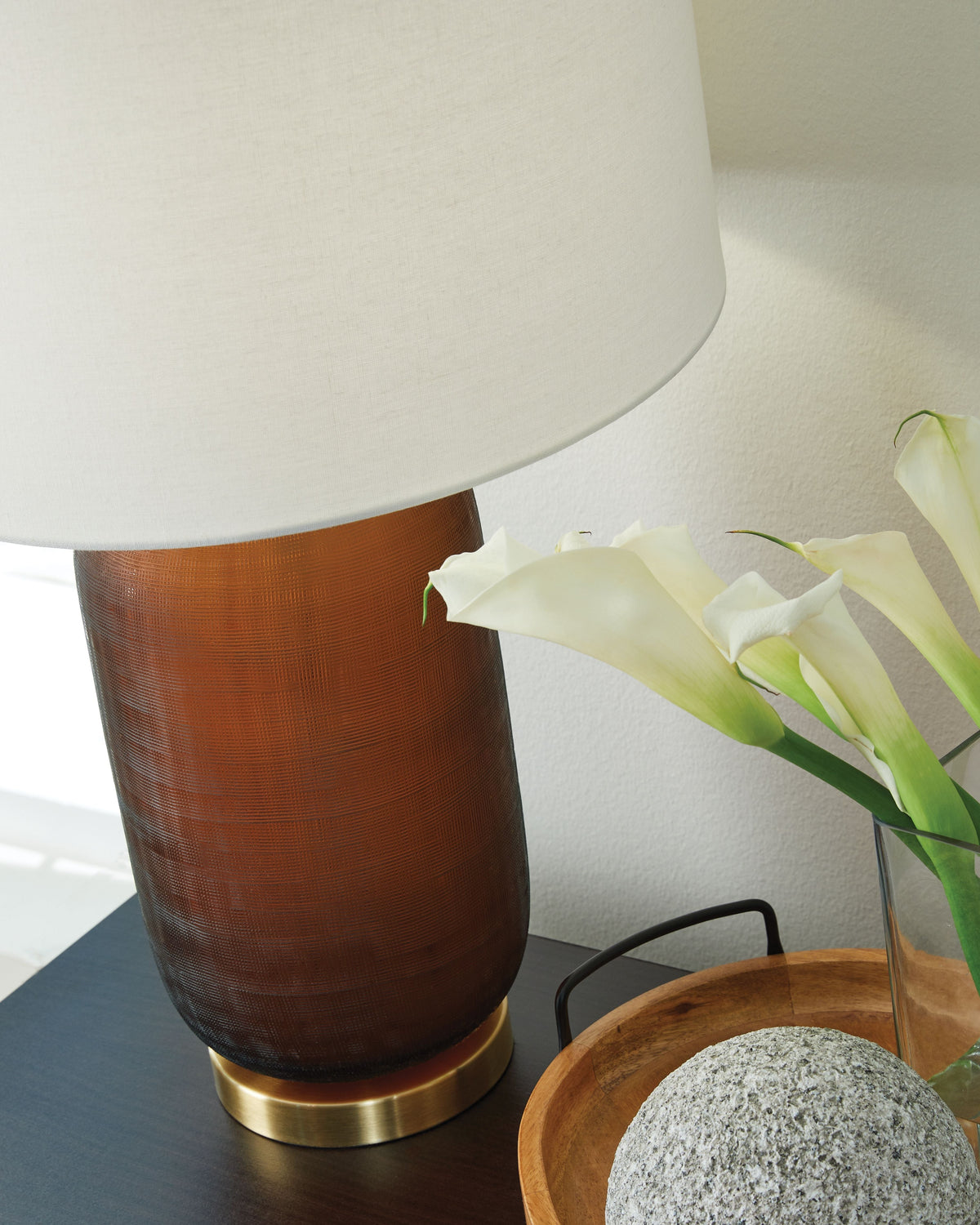 Farberman - Glass Table Lamp - Amber by Unique Piece Furniture