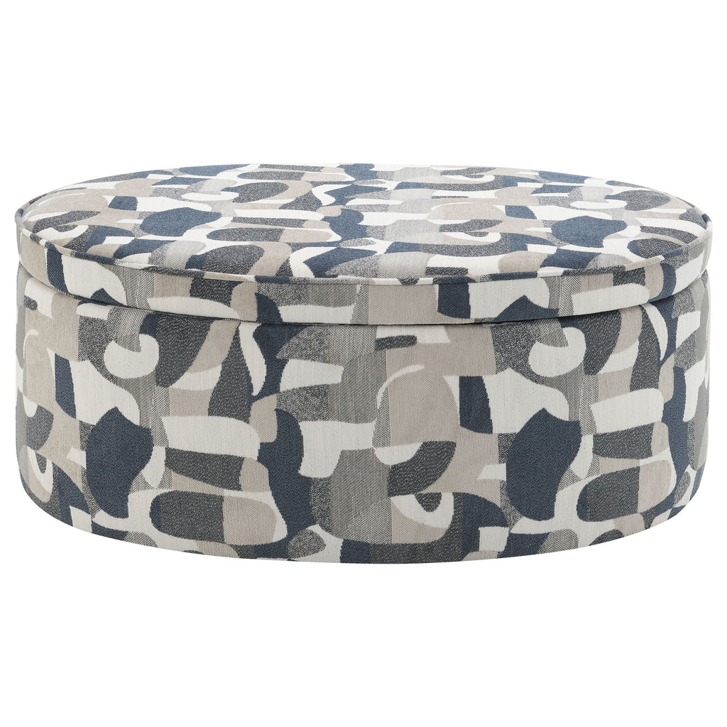 Tomkins Oval Upholstered Storage Ottoman Indigo Blue by Unique Piece Furniture