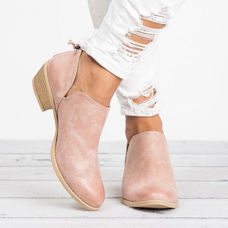 Women's Retro Chunky Heel Ankle Boots – Block Heel Faux Suede by FitiqueFit