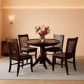 Mahogany Dining Table Set 5 Piece With Linen Chairs by ShipItFurniture