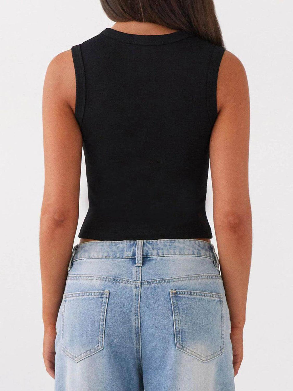 Lovelet Button Up Round Neck Tank for Stylish Comfort by Selvanelle