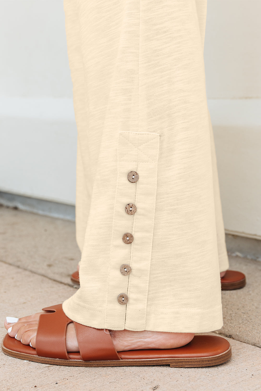 Beige Solid Color Tank Top and Smocked Waist Pants Set by Wild and Free Boutique