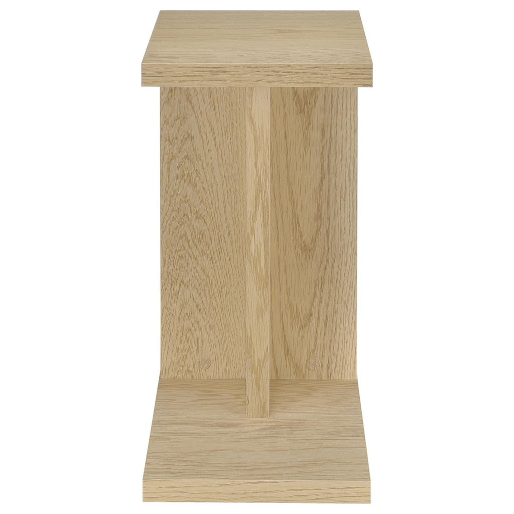 Clower Engineered Wood C-Shaped Sofa Side Table Light Oak by Unique Piece Furniture