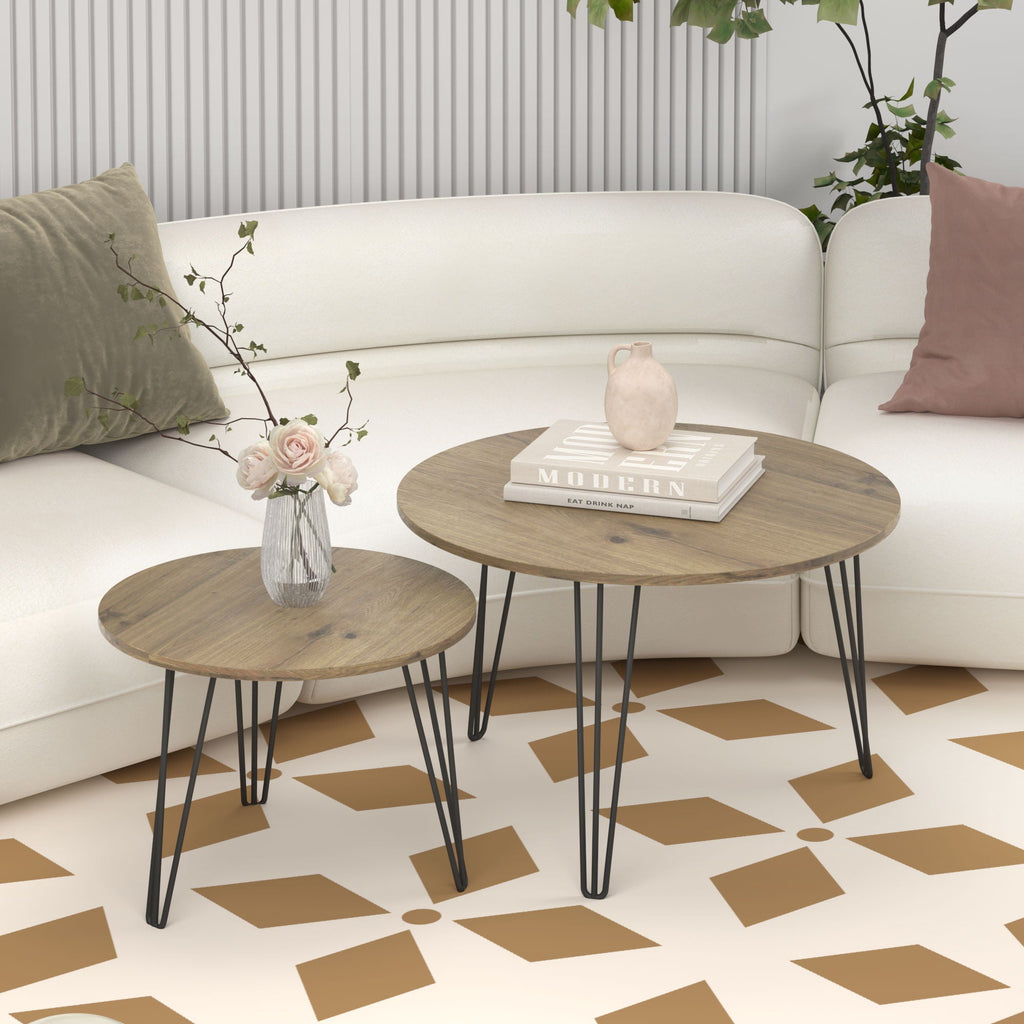 Round Nesting Coffee Table For Living Room (Set of 2) by Unique Piece Furniture