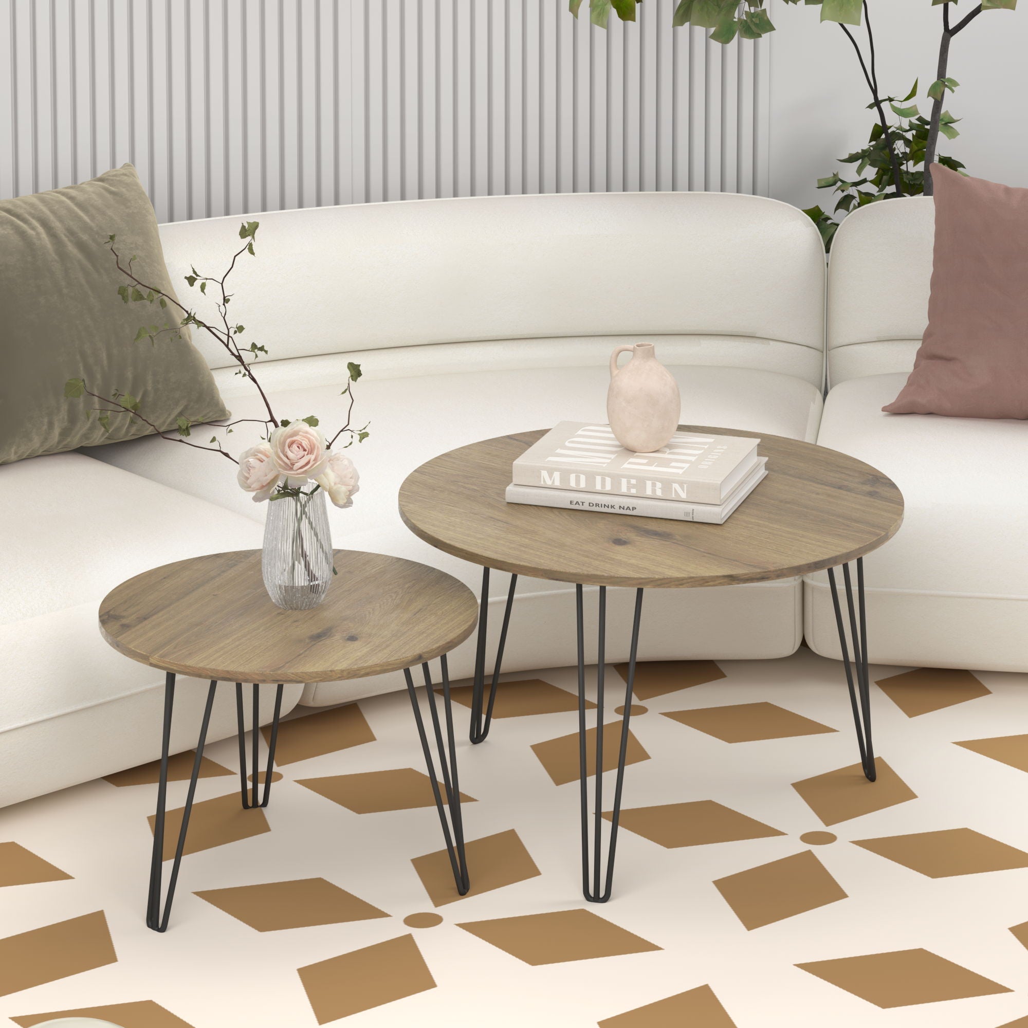 Round Nesting Coffee Table For Living Room (Set of 2) by Unique Piece Furniture