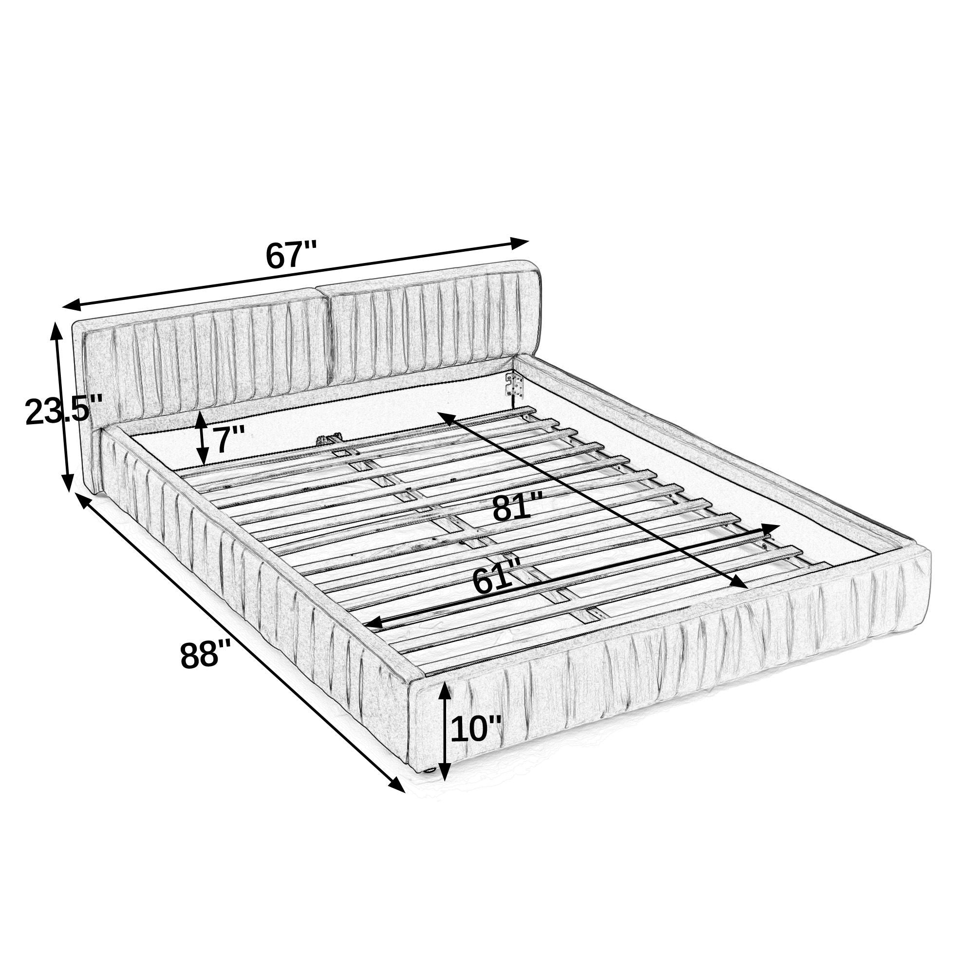 Modern Upholstered Platform Bed Frame With Pleated Design by Unique Piece Furniture