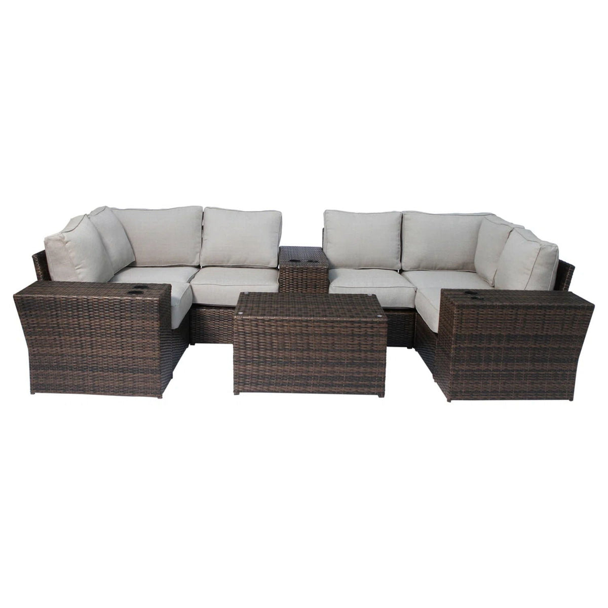Wicker Outdoor Sectional With Weather Resistant Cushions And Table by Unique Piece Furniture