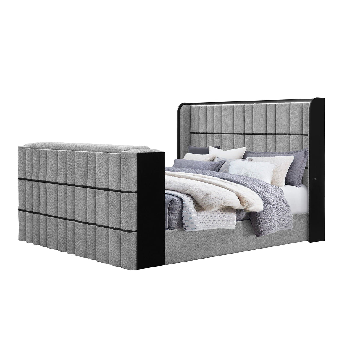 Isaiah - Bed With TV Lift-LED Speakers And Fireplace by Unique Piece Furniture