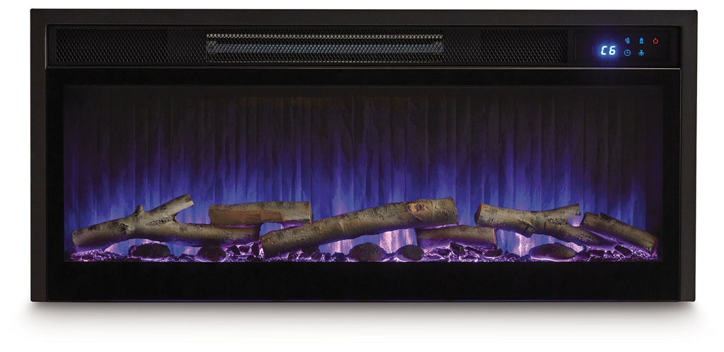Entertainment Accessories - Fireplace Insert With Faux Birch Log Set - Black by Unique Piece Furniture