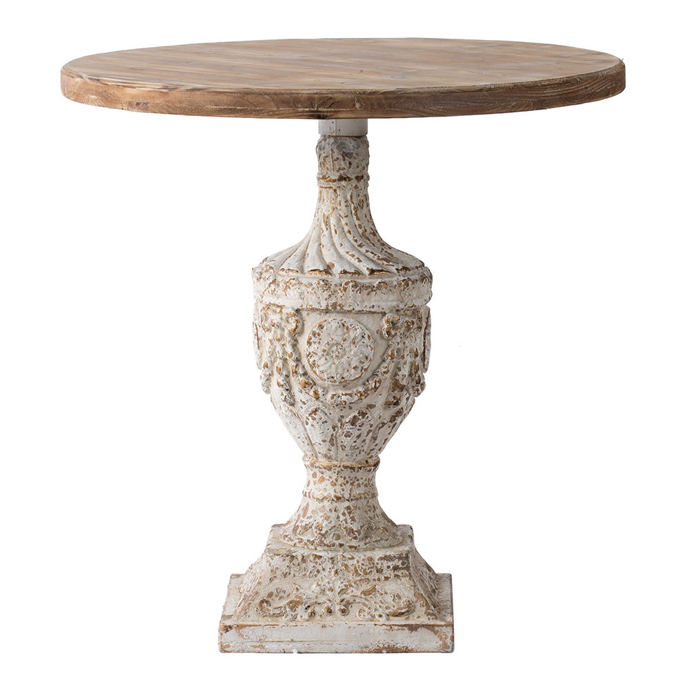 Antique Round Wood Table - Antique White / Gray by Unique Piece Furniture