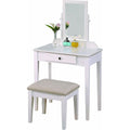 White Transitional Vanity Table and Stool Set for Bedroom by ShipItFurniture
