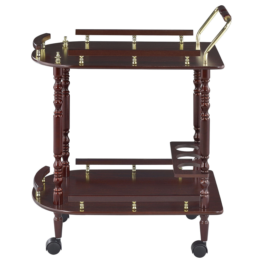 Palmer 2-tier Rectangular Wood Bar Cart Merlot by Unique Piece Furniture