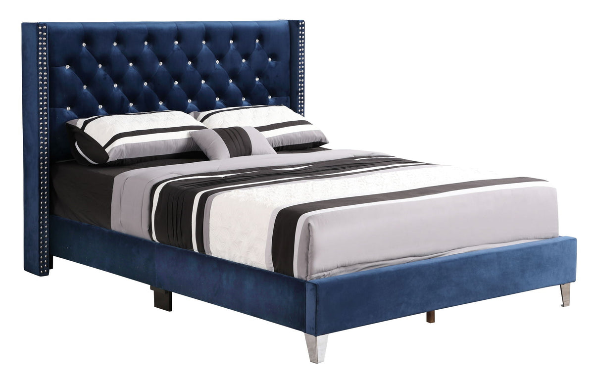 Upholstered Nailhead Trim Chic Bed by Unique Piece Furniture