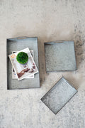 Decorative Galvanized Nesting Trays (Set of 3) - Gray by Unique Piece Furniture