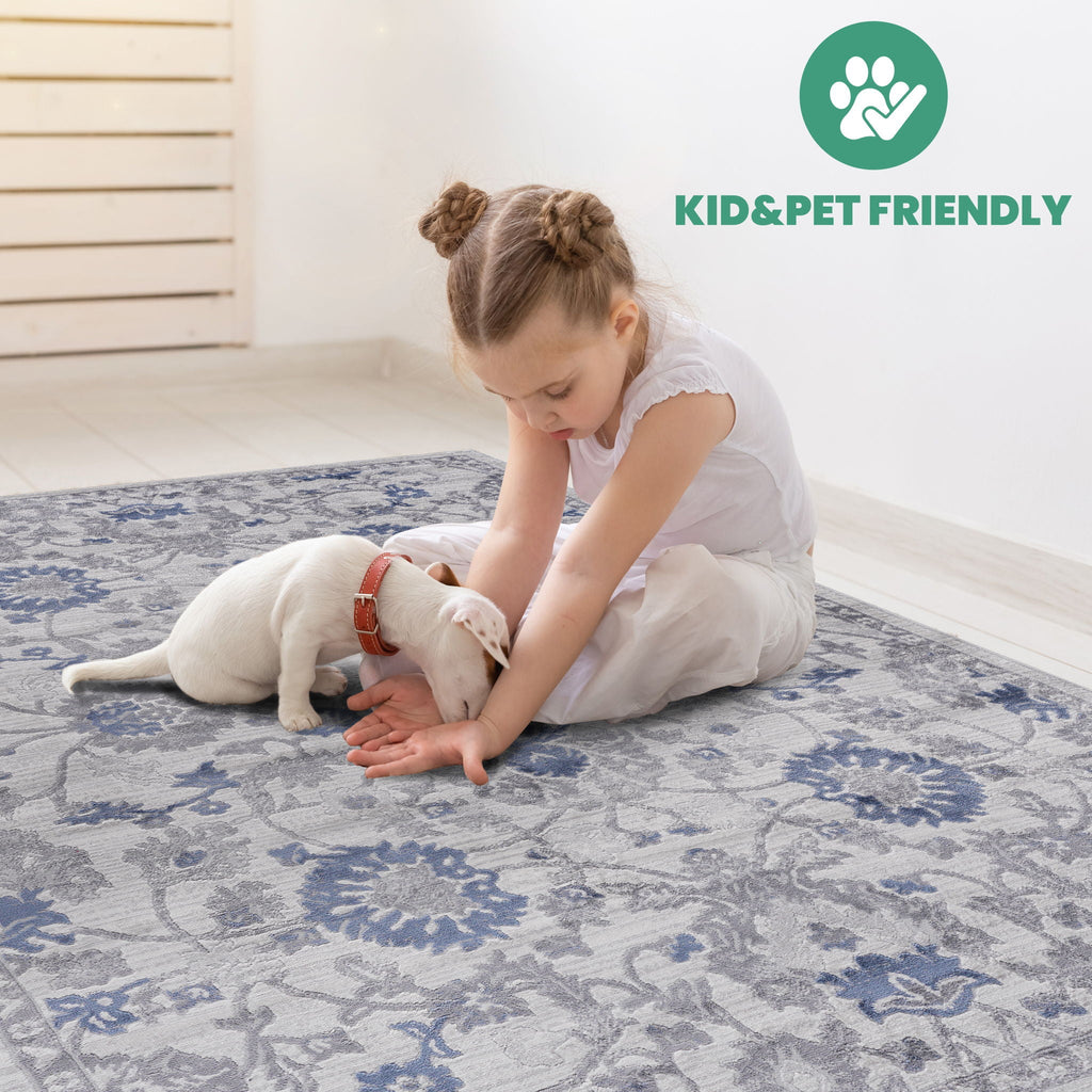 Marfi - 8' X 10' Oriental Area Rug - Blue / Silver by Unique Piece Furniture