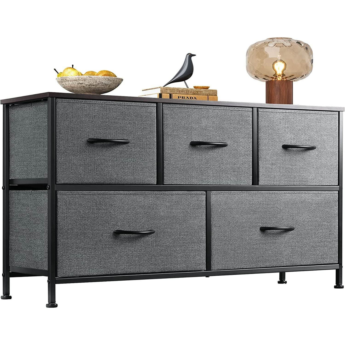 5 Drawer Fabric Dresser Organizer For Bedroom Storage by ShipItFurniture
