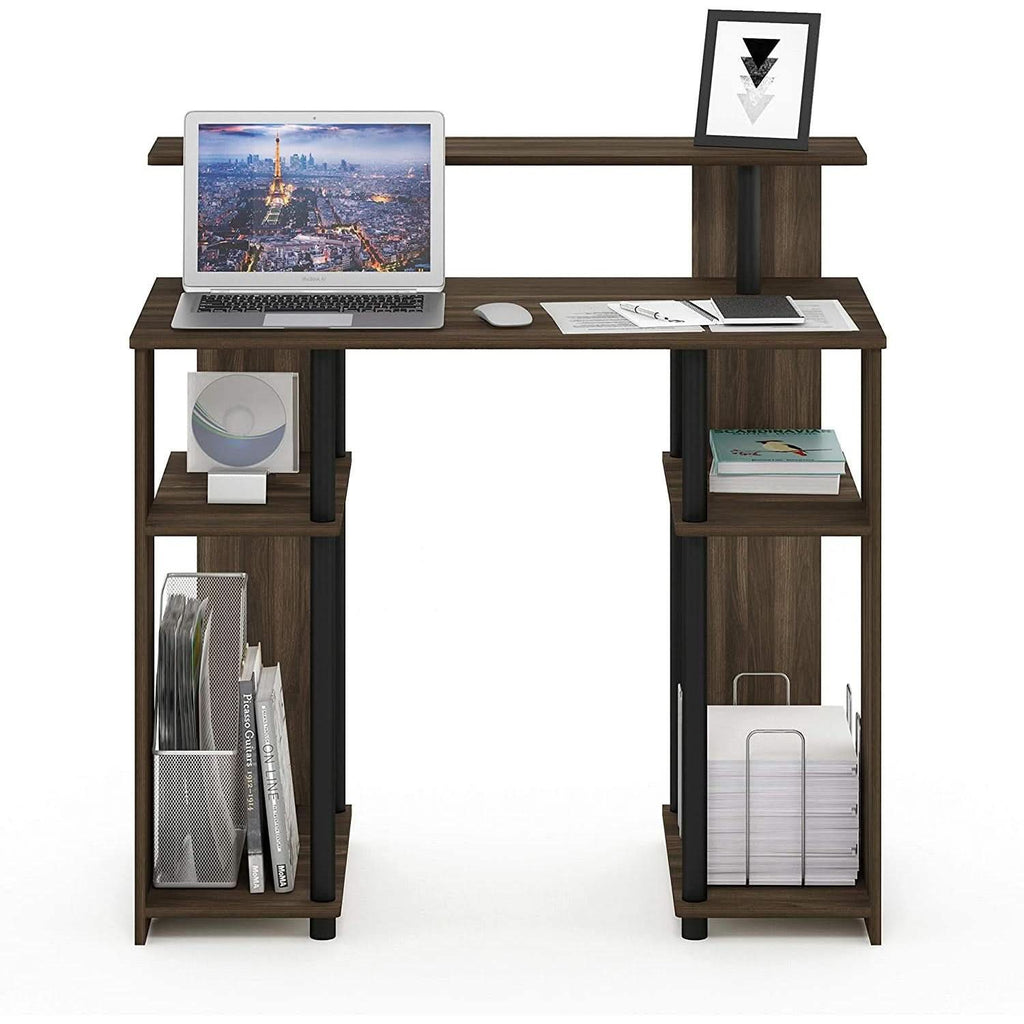Walnut Black Writing Desk With Shelves And Printer by ShipItFurniture