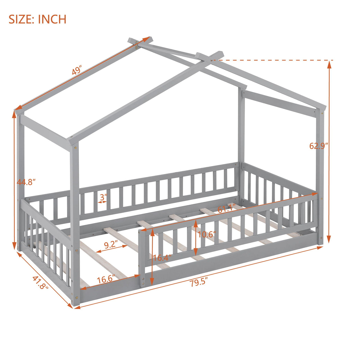 Bed House Bed Frame With Fence by Unique Piece Furniture