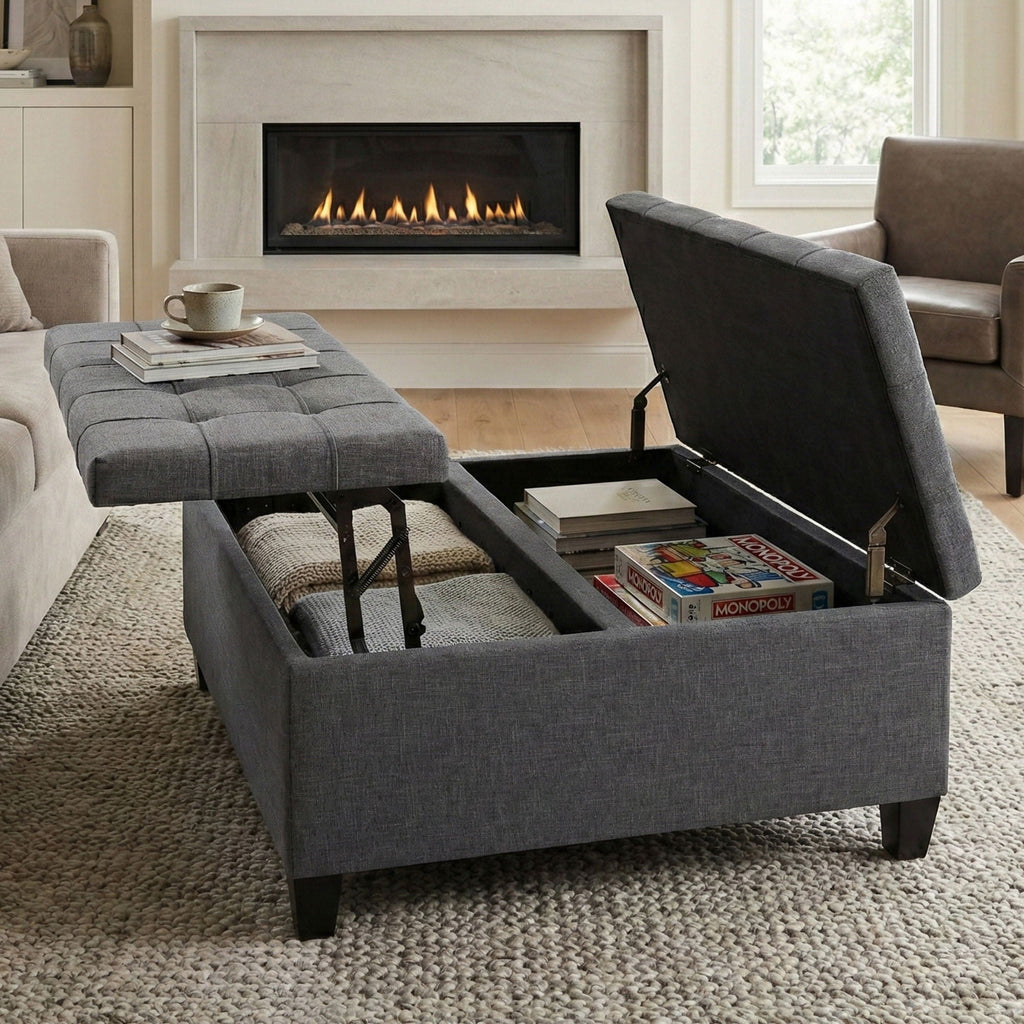 Harrison - Upholstered Coffee Table Storage Ottoman by Unique Piece Furniture