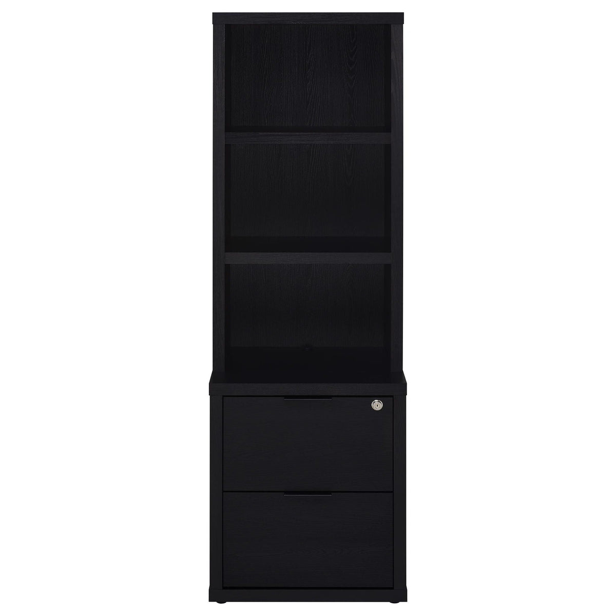 Westpark 3-shelf Bookcase USB and Lockable Drawer Black by Unique Piece Furniture