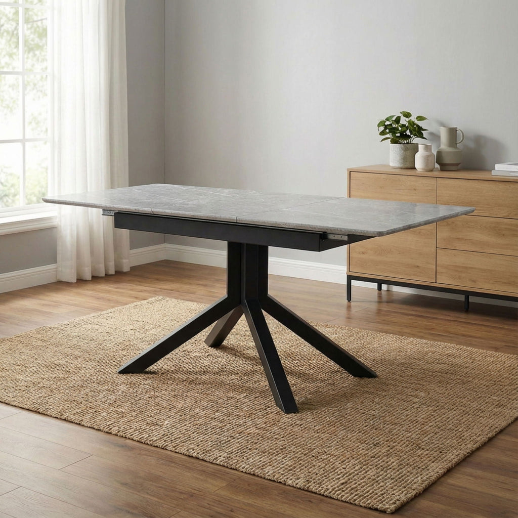 Rectangular Dining Table With Geometric Legs For Dining Room - Light Gray by Unique Piece Furniture