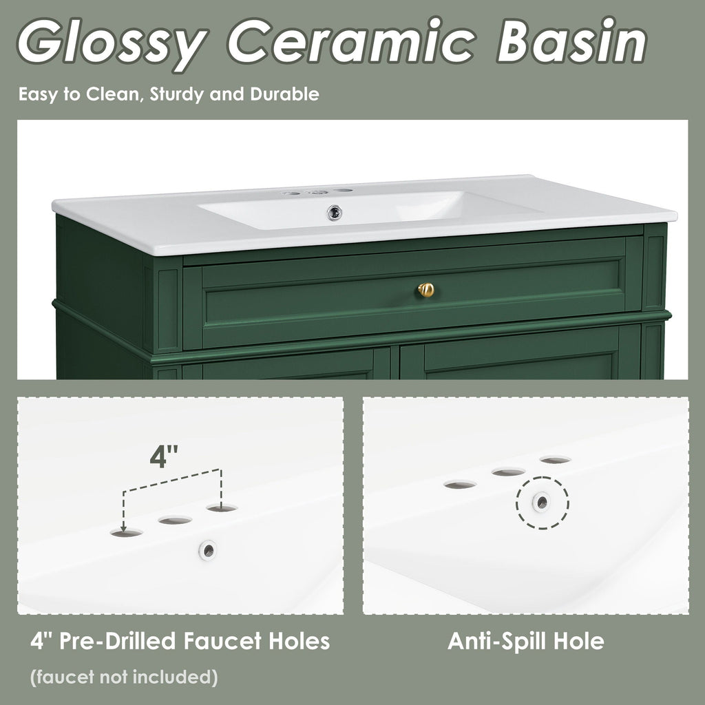 Bathroom Vanity With Top Sink, 2 Drawers And Tip Out Drawer by Unique Piece Furniture