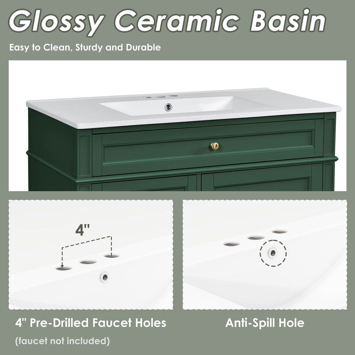 Bathroom Vanity With Top Sink, 2 Drawers And Tip Out Drawer by Unique Piece Furniture