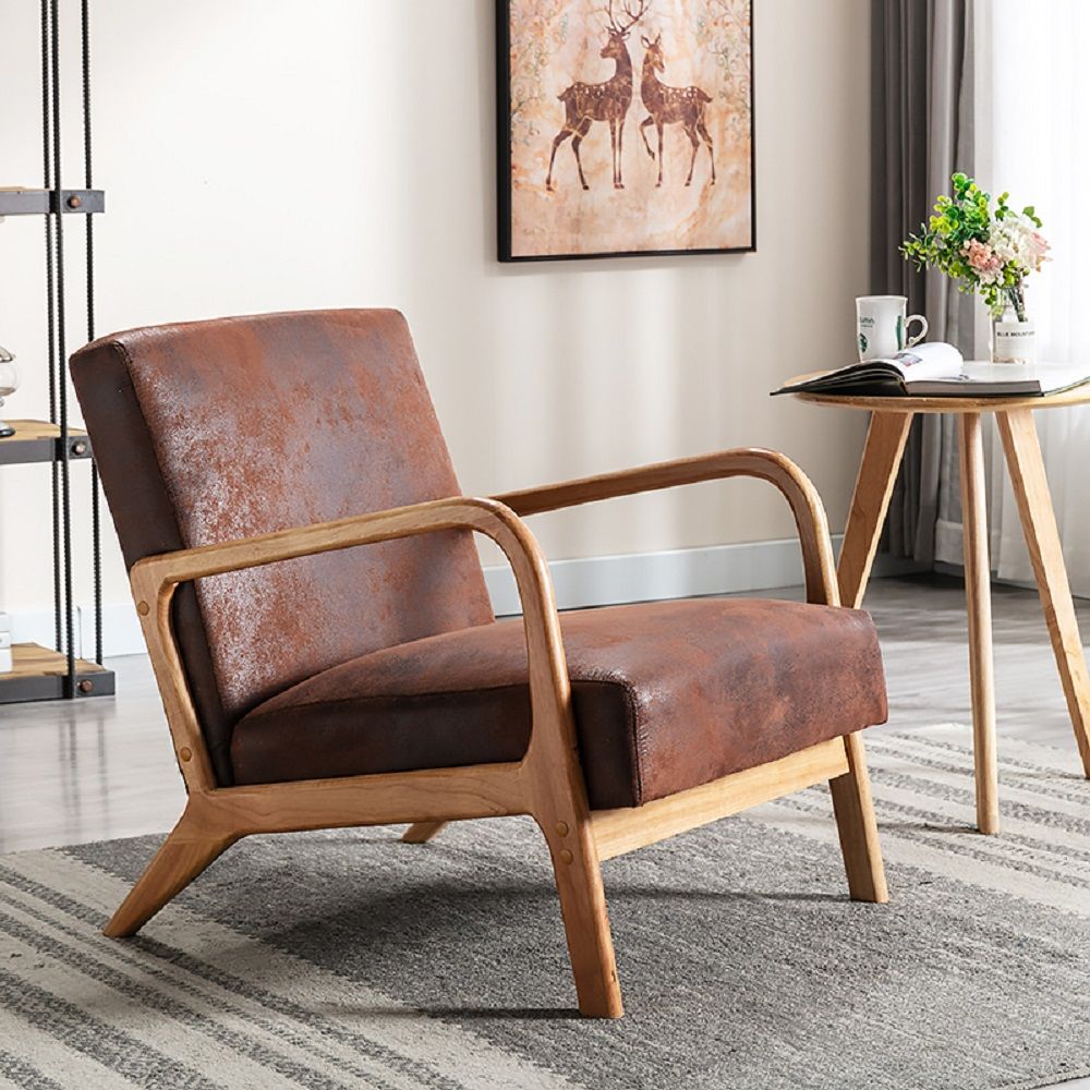Classic Mid-Century Modern Accent Chairs, Open Framed Armchair With Cushioning by Unique Piece Furniture