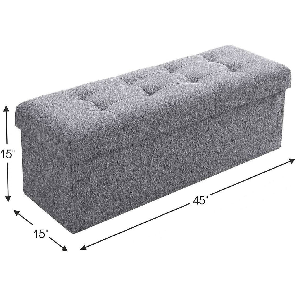 Gray 45 Inch Storage Ottoman Bench Durable Upholstery by ShipItFurniture
