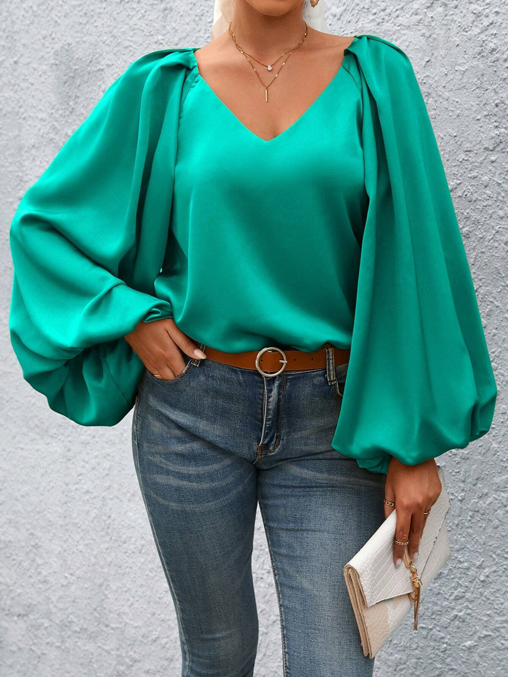 Lantern Sleeve Blouse by Miss Sparkling
