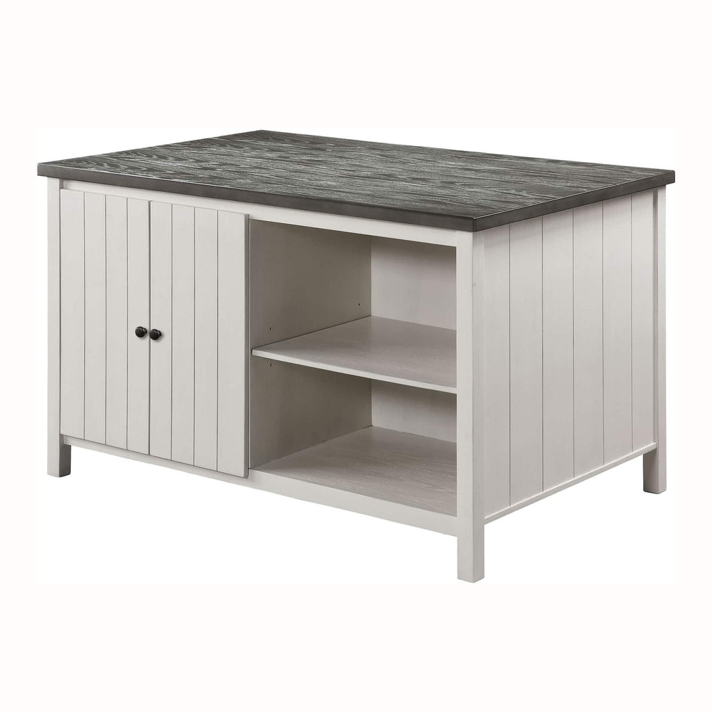 Counter Height Dining Table With Storage Cabinet Base - Dark Gray / Off White / Off White / Gray by Unique Piece Furniture