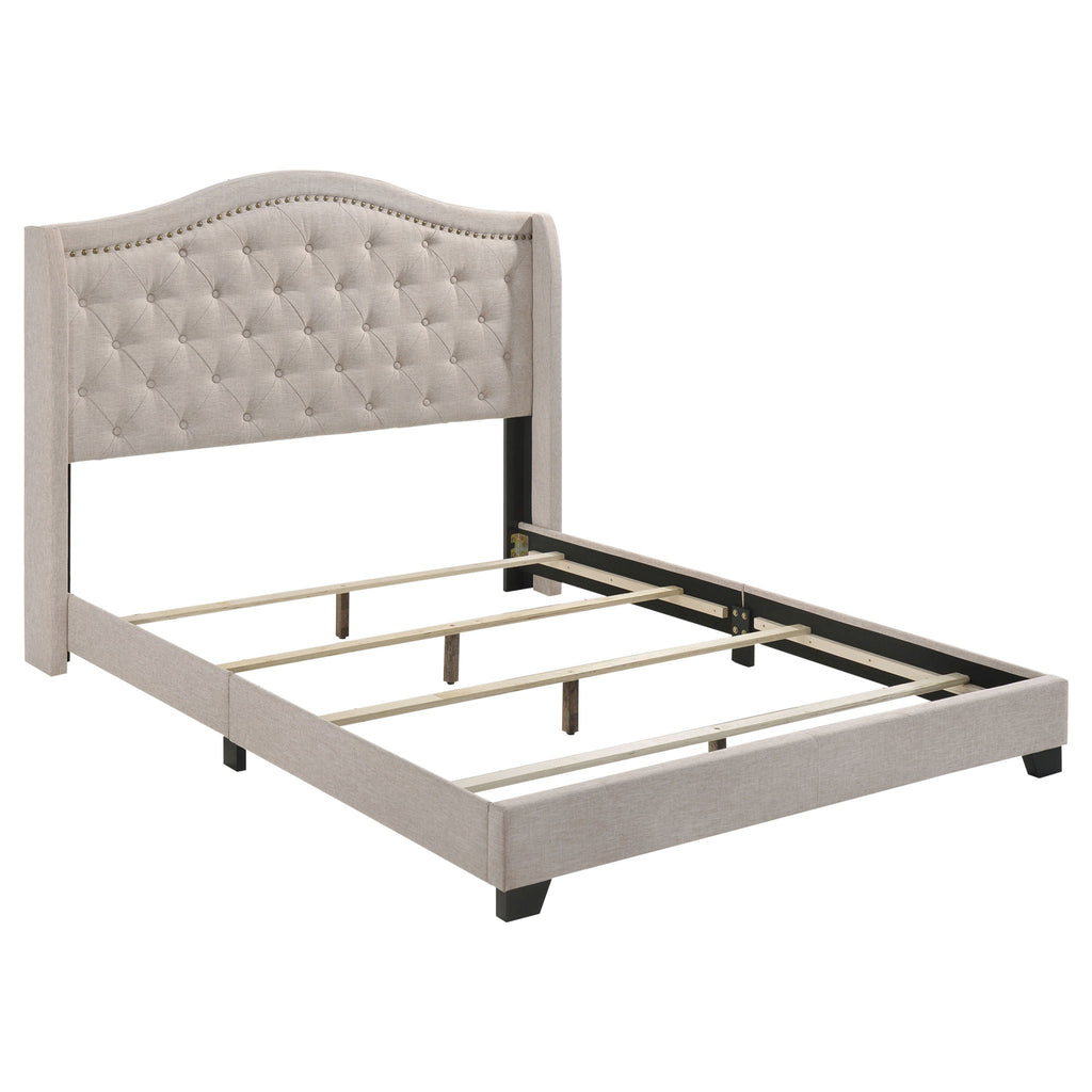 Sonoma Upholstered Queen Wingback Bed Beige by Unique Piece Furniture