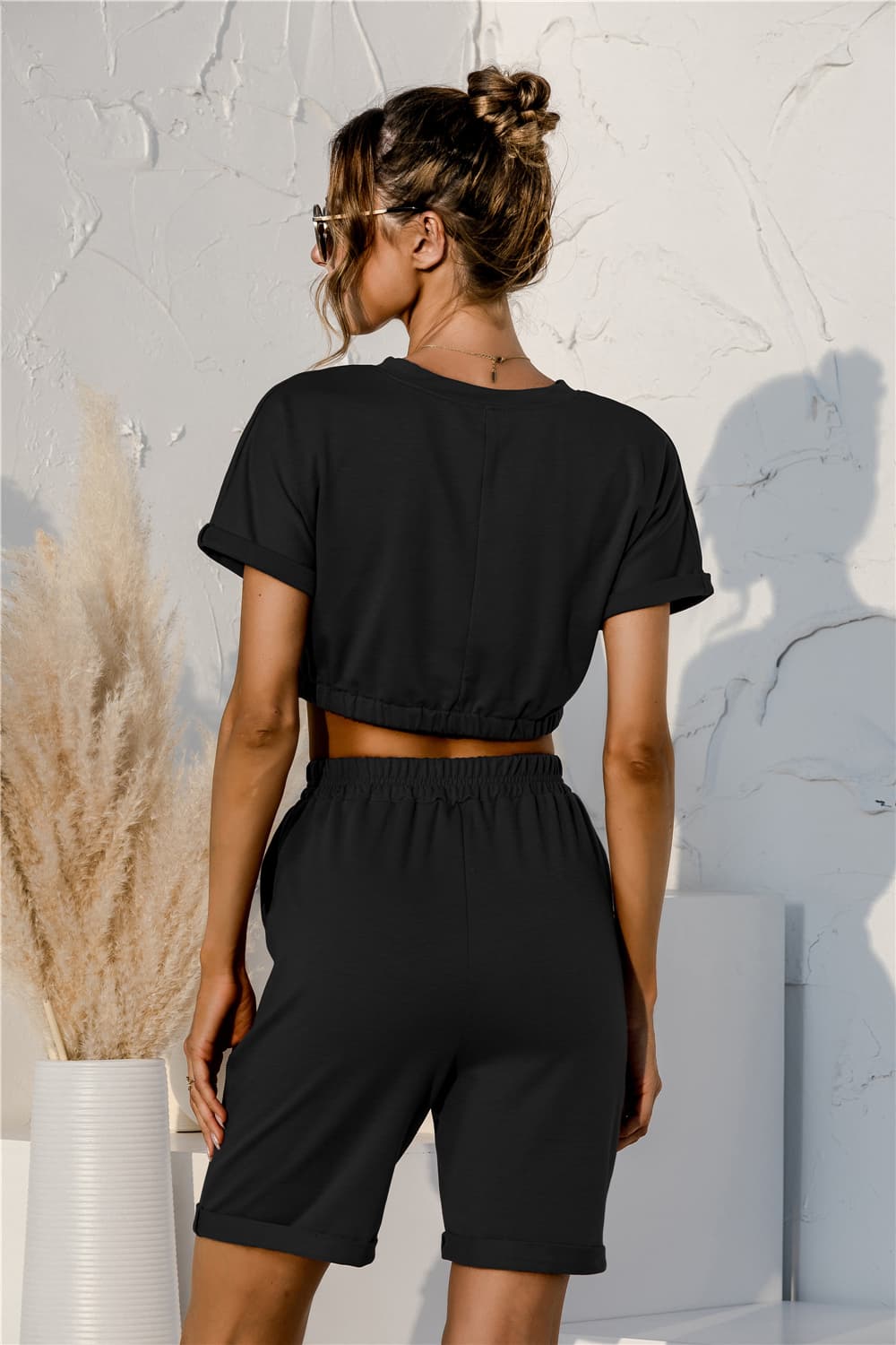Short Sleeve Cropped Top and Drawstring Shorts Lounge Set by Wild and Free Boutique