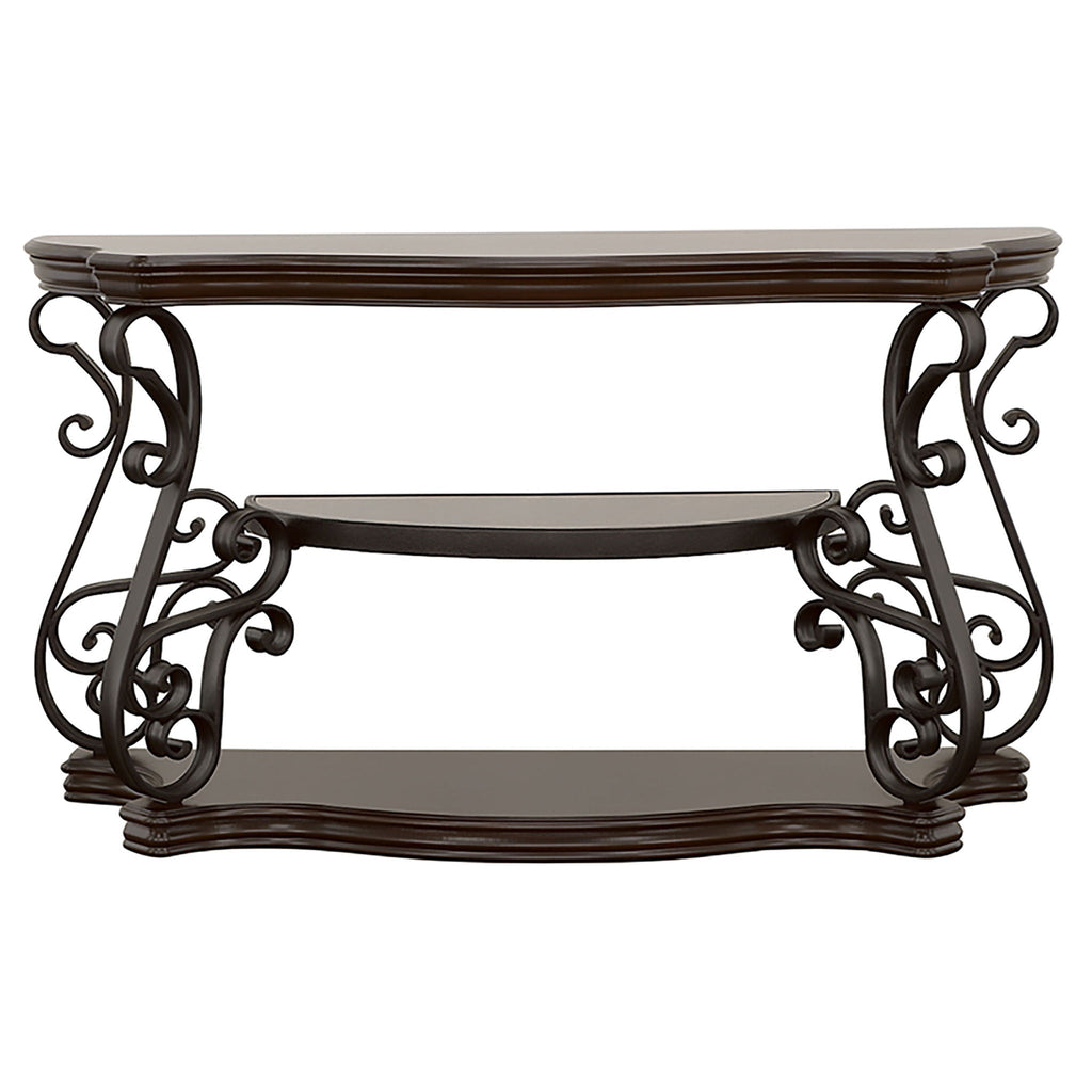 Laney Scrollwork Entryway Sofa Console Table Deep Merlot by Unique Piece Furniture