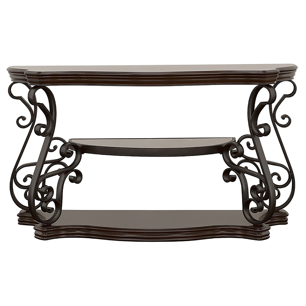 Laney Scrollwork Entryway Sofa Console Table Deep Merlot by Unique Piece Furniture