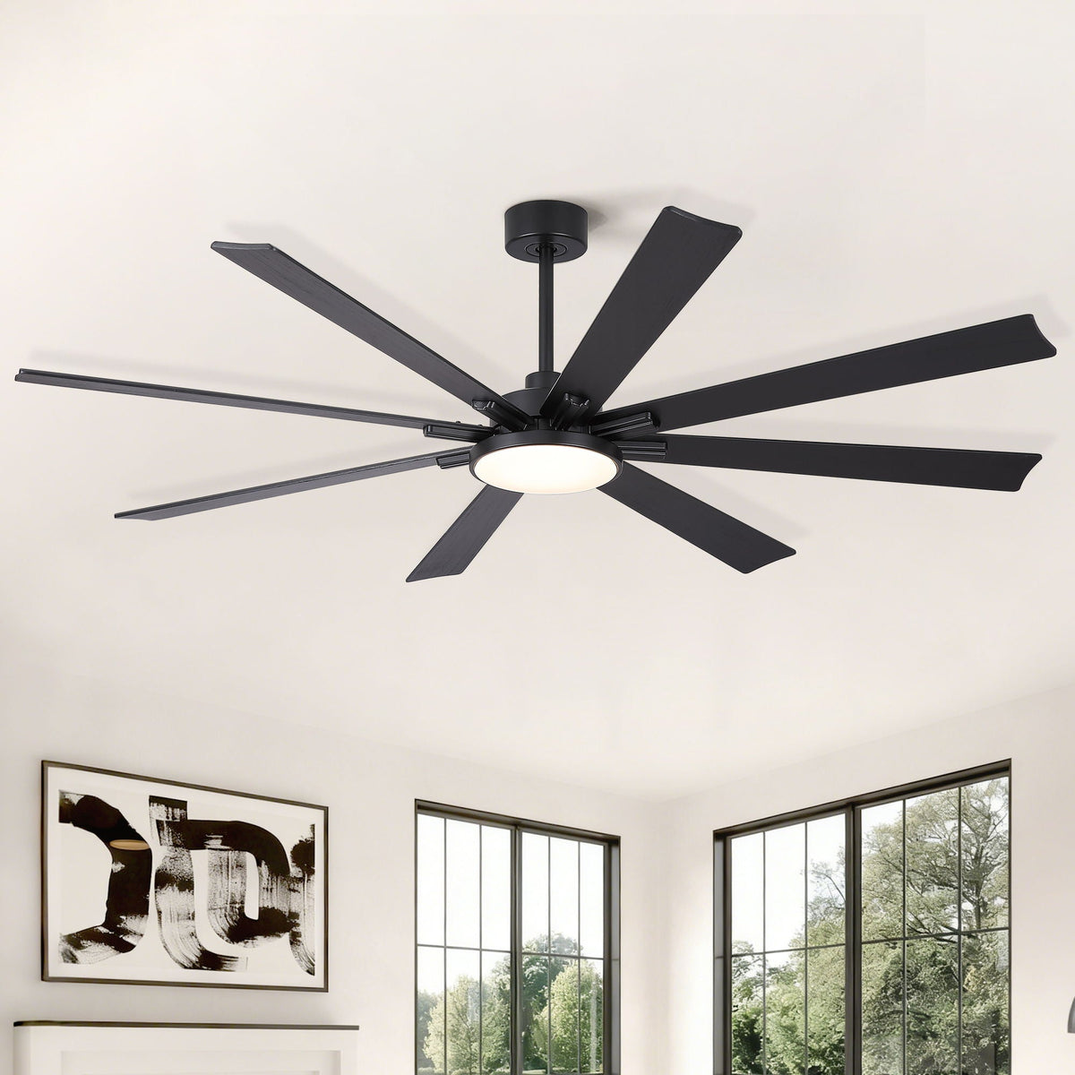 Large Ceiling Fan With Dimmable LED Light 8 Blades Remote Control, Reversible DC Motor by Unique Piece Furniture