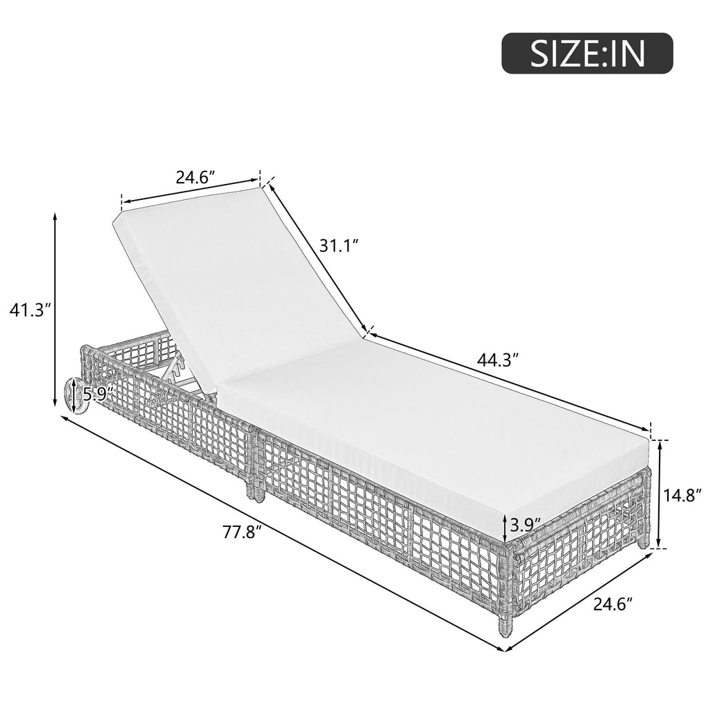 Outdoor Lounge Chair With 5 Position Backrest With Cushion And Wheels by Unique Piece Furniture