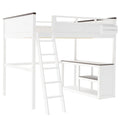 Queen Size Loft Bed With Desk, Open Shelf, Storage Box And USB Charging Station - White by Unique Piece Furniture