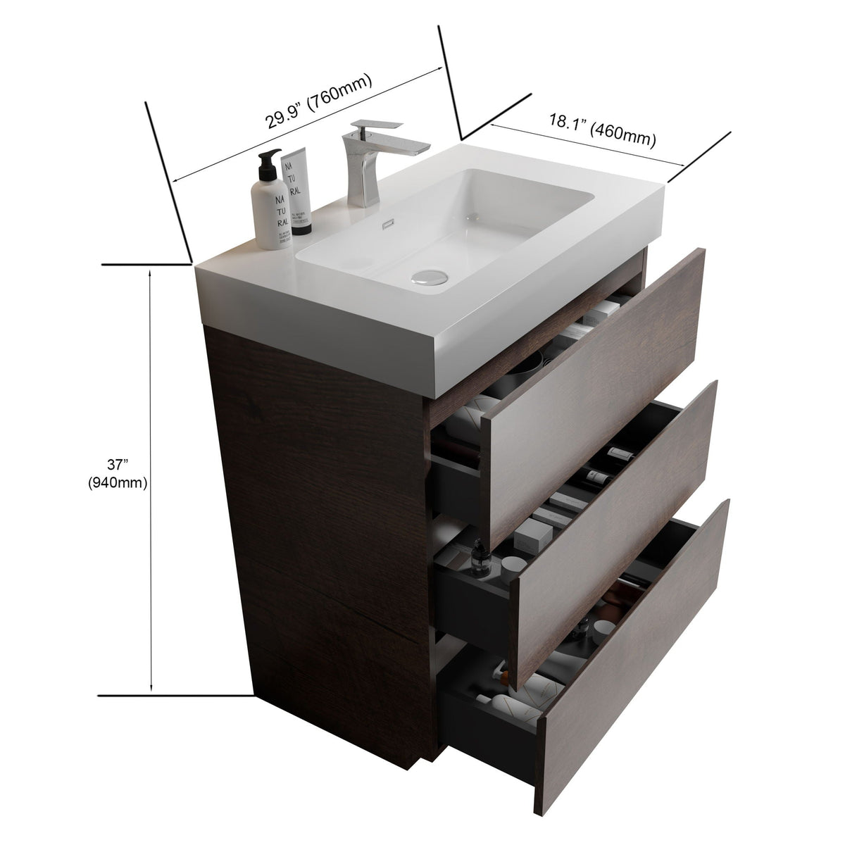 Alice - Bathroom Vanity With Large Storage, Freestanding by Unique Piece Furniture