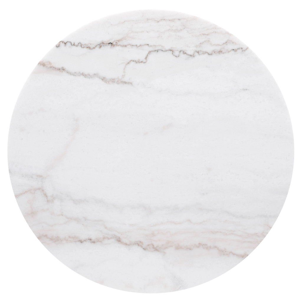Jason Round White Marble Top Side End Table Charcoal by Unique Piece Furniture