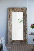 Full Length Rectangle Floor Mirror With Distressed Wood Frame - Brown by Unique Piece Furniture