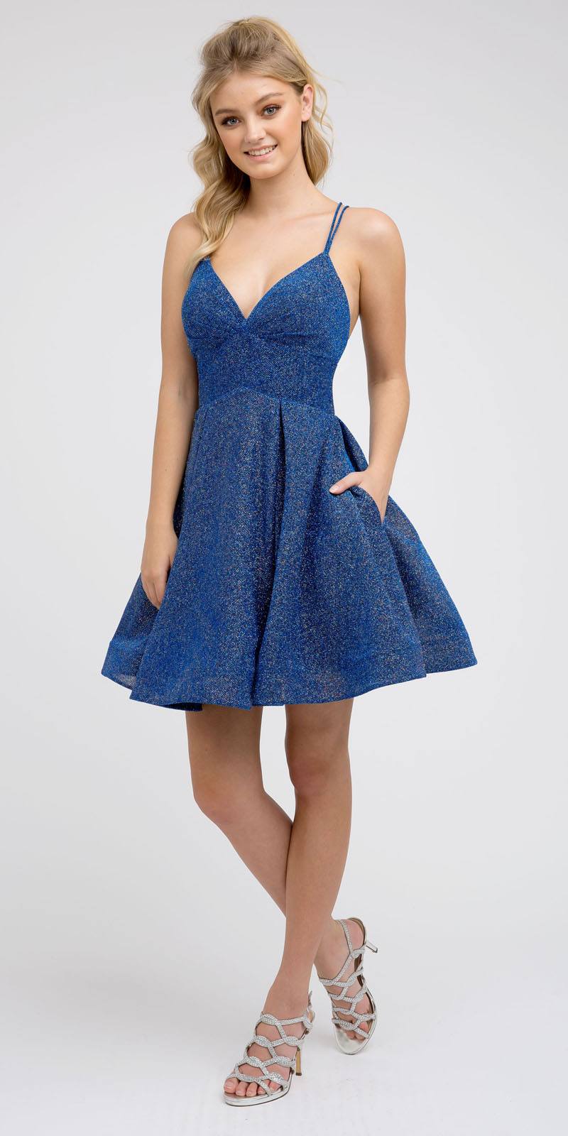 CLEARANCE - Juliet 850 Short V-Neck A-Line Dress with Pockets (Size Small) by DiscountDressShop