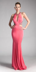 Cinderella Divine 85201 Keyhole Bodice Long Dress Side Cut-Outs by DiscountDressShop
